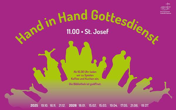 Pinkfarbener Hintergrund Silhouette von großen und kleinenMenschen im Halbrund mittig